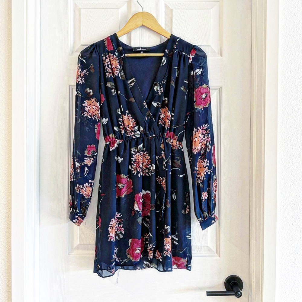 LULUS blue floral mini dress